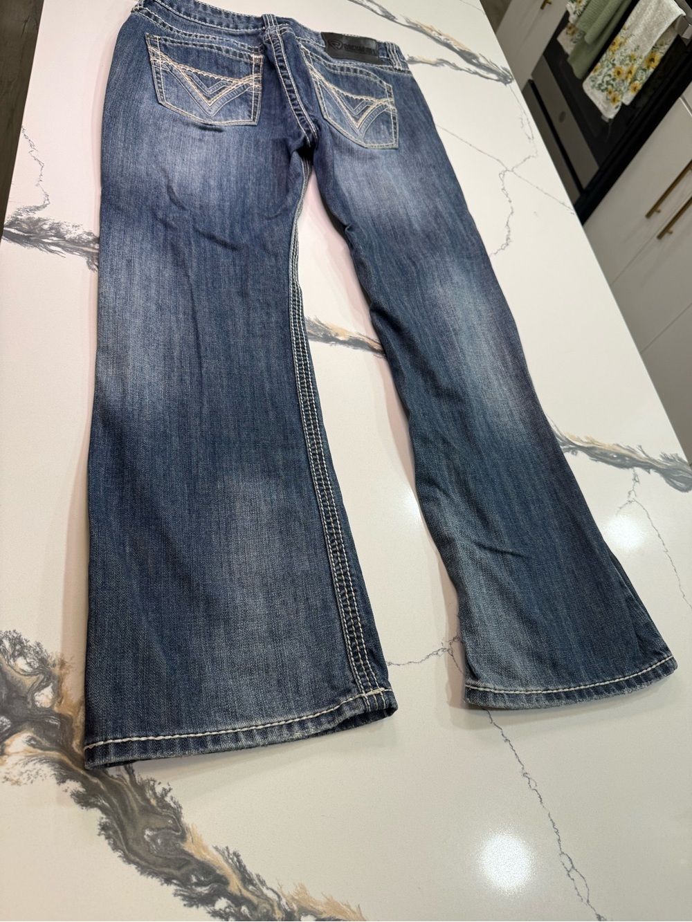 Rock & Roll Denim Men's Pistol Bootcut Jeans 33x30 Regular Fit Medium Dark Wash